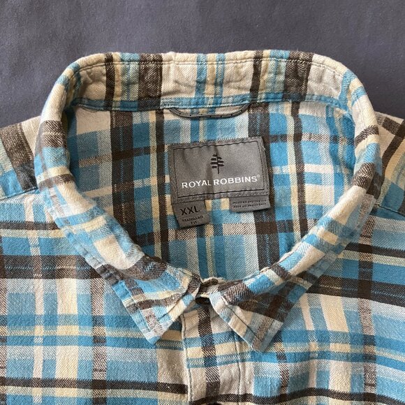 Men's XXL Royal Robbins Plaid Short-Sleeve Button Down Collared Shirt - Picture 3 of 6
